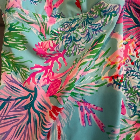 Lilly Pulitzer Vibrant Green and Pink Floral One Piece Swimsuit - Picture 3 of 5